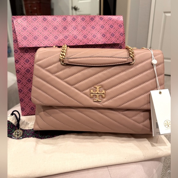 NWT Tory Burch Kira Chevron Convertible Shoulder Bag Pink Moon - Picture 2 of 8
